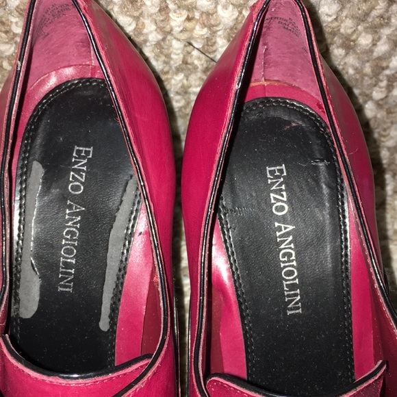 - Enzo Angiolini Red Real Leather Peep Toe Oxford Pumps Sexy AF - Picture 7 of 7